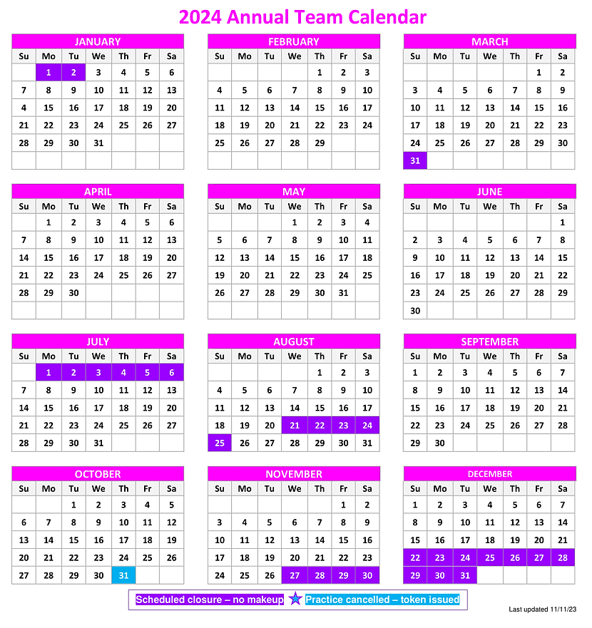 Team Calendar | Aerial Gymnastics